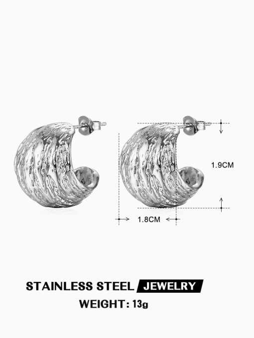 Steel color ZN432S Stainless steel Geometric Hip Hop Stud Earring