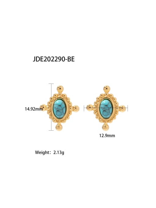 J&D Stainless steel Turquoise Geometric Trend Stud Earring 2