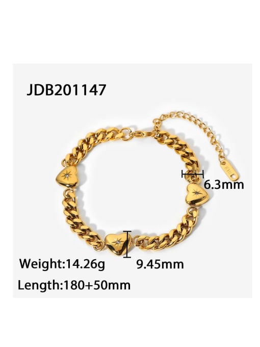 J&D Stainless steel Cubic Zirconia Heart Trend Bracelet 3