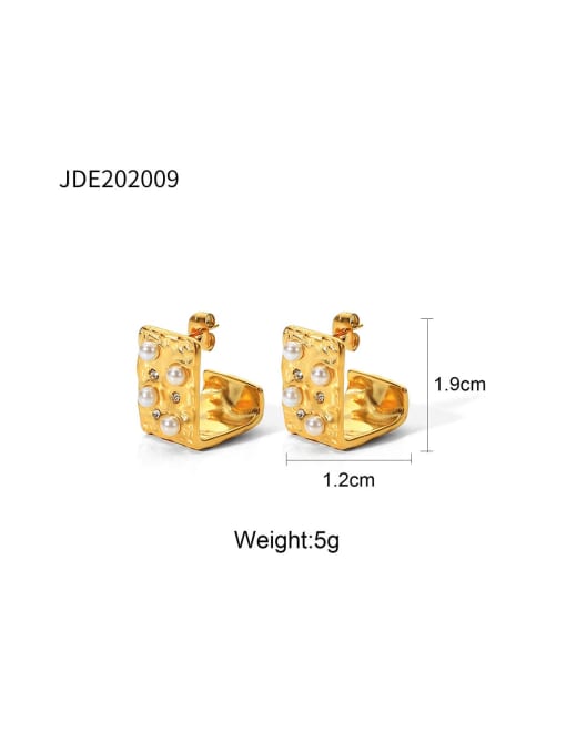 J&D Stainless steel Imitation Pearl Geometric Trend Stud Earring 2