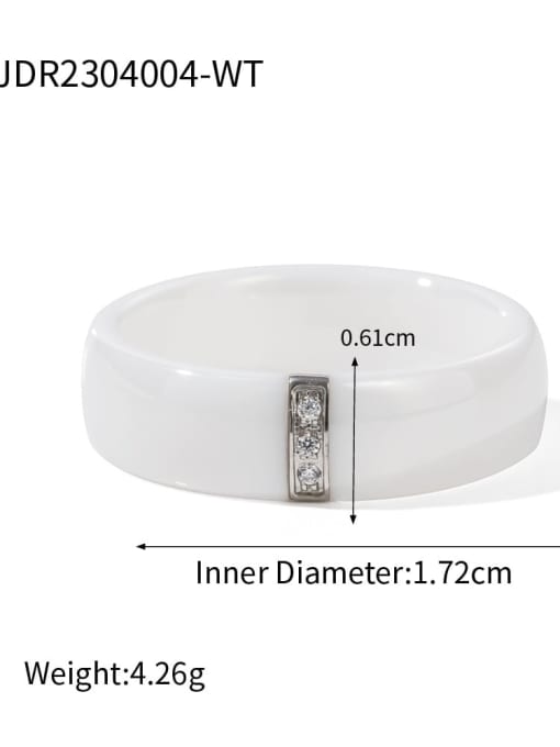 JDR2304004 WT Stainless steel Rhinestone Geometric Dainty Band Ring