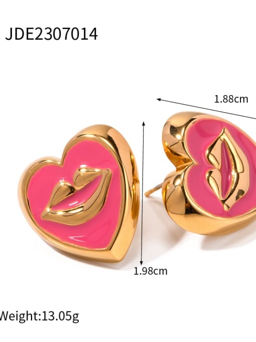 JDE2307014 Stainless steel Imitation Pearl Enamel Heart Trend Necklace