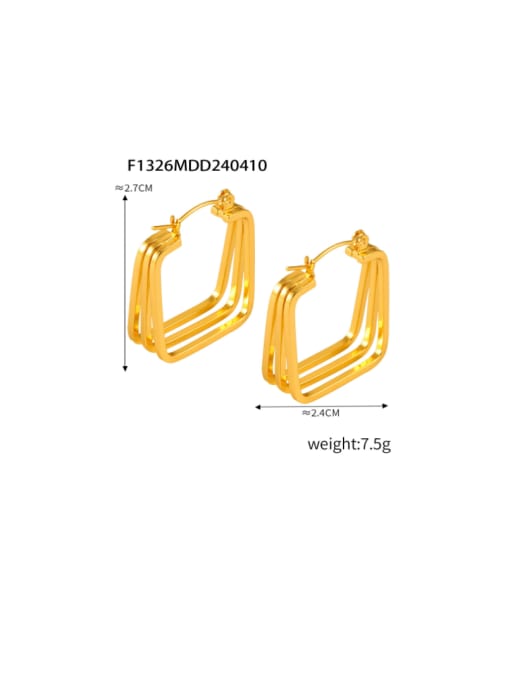 F1326 Gold Earrings Titanium Steel Geometric Hip Hop Huggie Earring