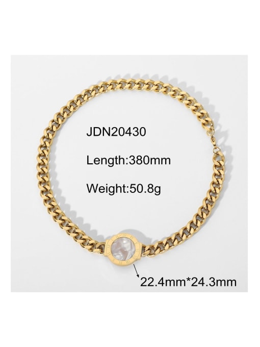 JDN20430 Stainless steel Shell Round Hip Hop Cuban Necklace