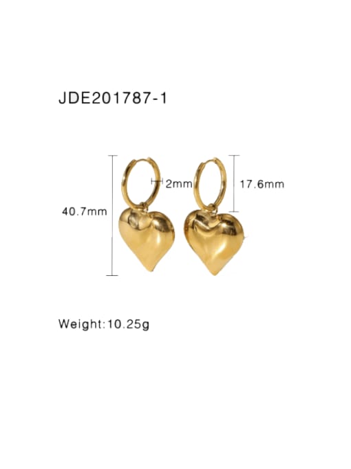 JDE201787 1 Stainless steel Heart Hip Hop Huggie Earring