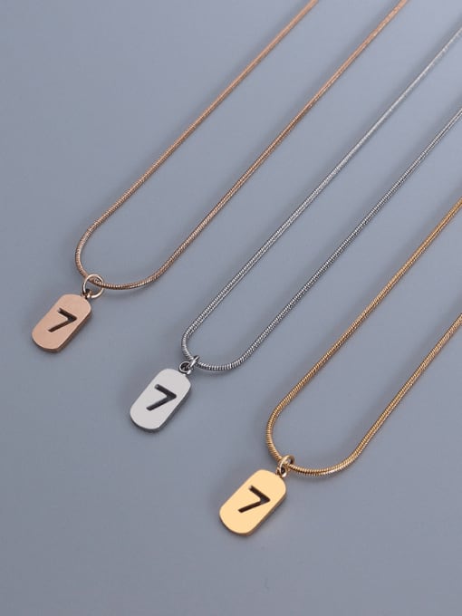 MAKA Titanium 316L Stainless Steel Minimalist  Hollow Number 7 Necklace with e-coated waterproof 2