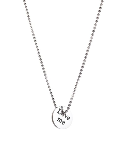 MAKA Titanium 316L Stainless Steel Letter Minimalist Bead Chain Necklace with e-coated waterproof