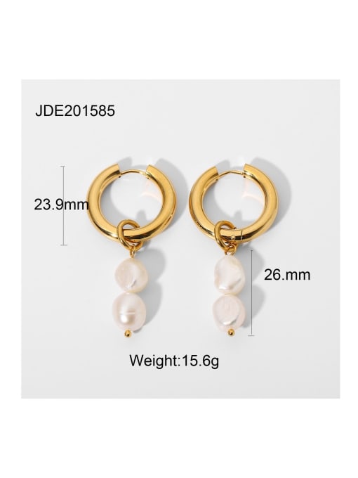 JDE201585 Stainless steel Freshwater Pearl Water Drop Trend Huggie Earring