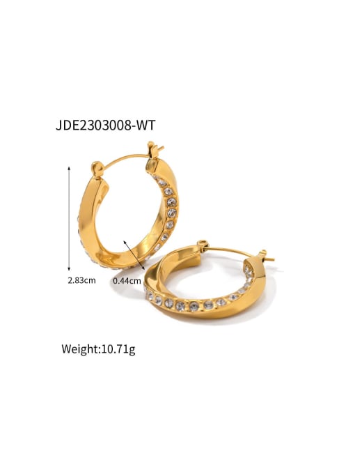 J&D Stainless steel Cubic Zirconia Geometric Trend Hoop Earring 1