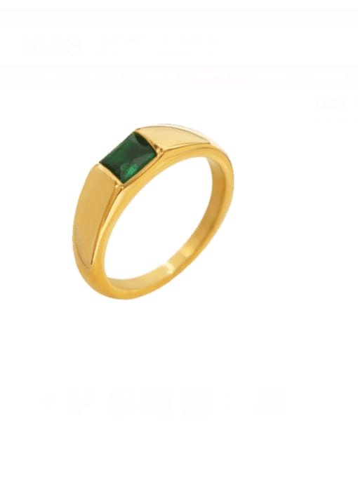 A323 gold ring Titanium Steel Glass Stone Geometric Minimalist Band Ring