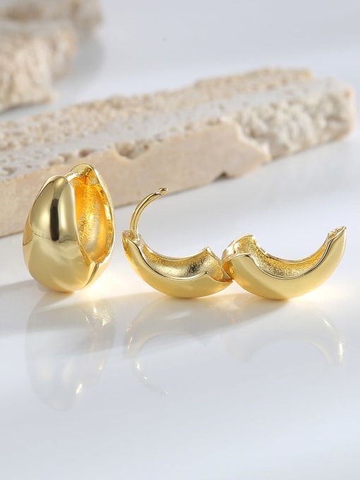 H01763 Brass Geometric Minimalist Huggie Earring