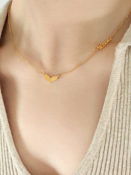 P799 Gold necklace 40+ 5cm Titanium Steel Heart Minimalist Necklace