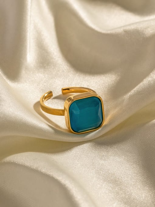 J&D Stainless steel Turquoise Geometric Trend Band Ring 1