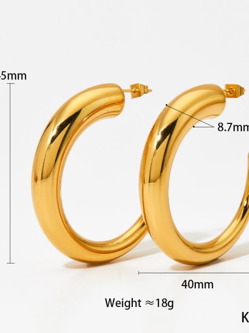 Large Gold KDE2260 Stainless steel Geometric Trend Hoop Earring