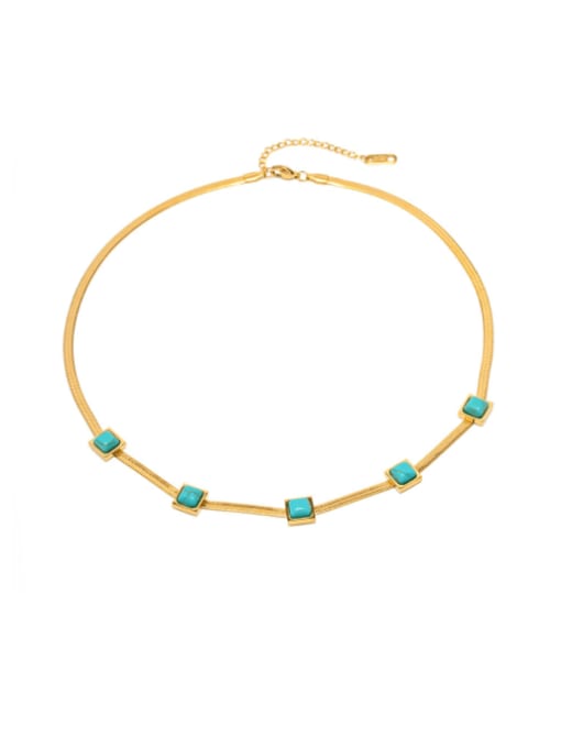 J&D Stainless steel Turquoise Geometric Vintage Necklace 0