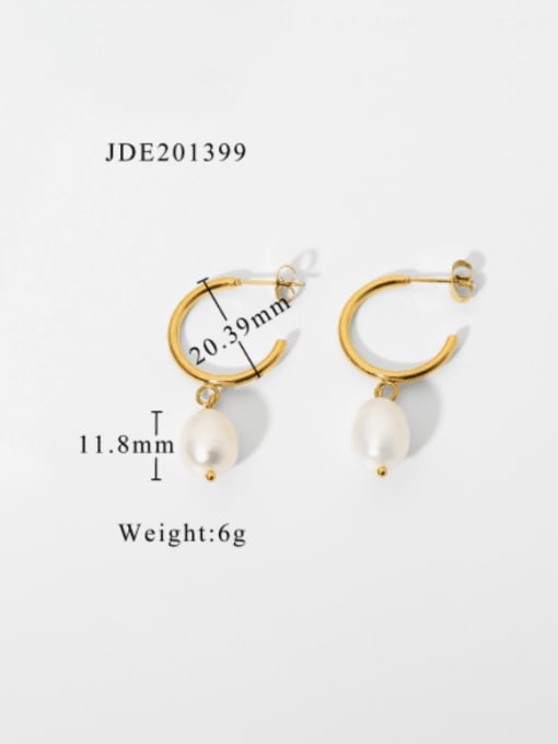 JDE201399 Stainless steel Imitation Pearl Geometric Minimalist Drop Earring