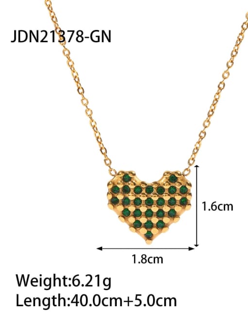 JDN21378 GN Stainless steel Rhinestone Geometric Vintage Necklace