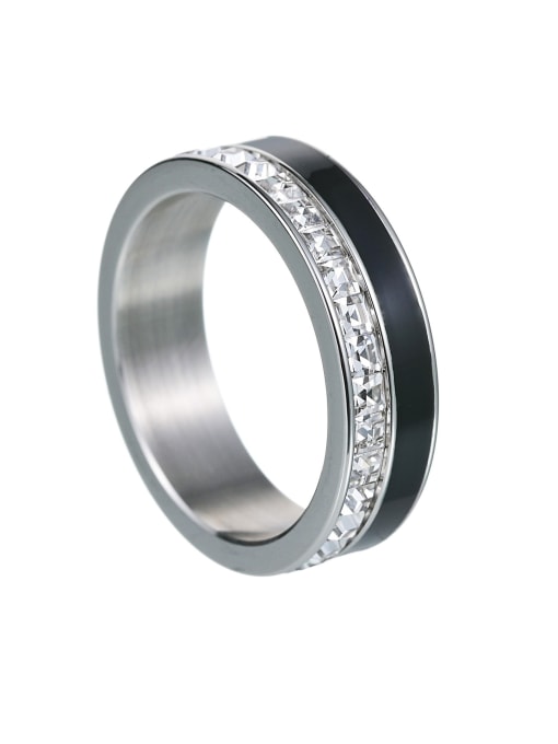 Steel black oil Titanium Steel Enamel Geometric Minimalist Band Ring