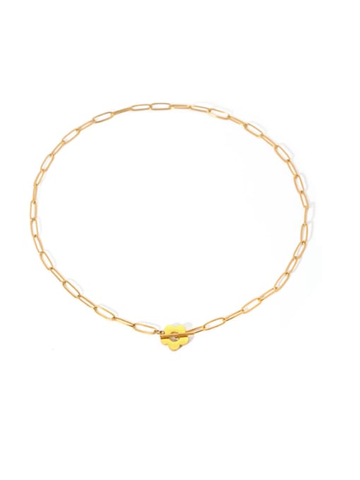 JDN20651 Stainless steel Flower Minimalist Hollow Chain Necklace