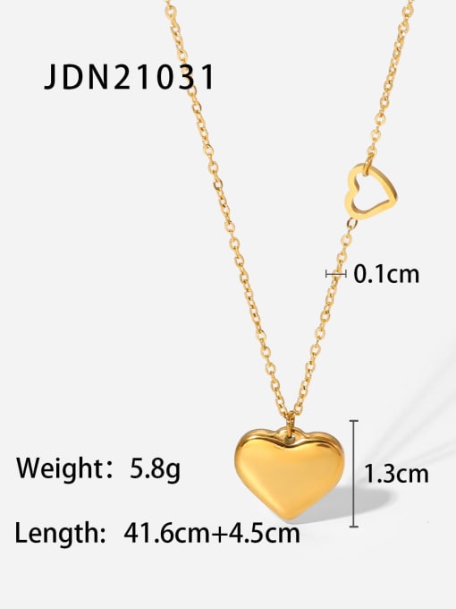 J&D Stainless steel Smooth Heart Vintage Necklace 2