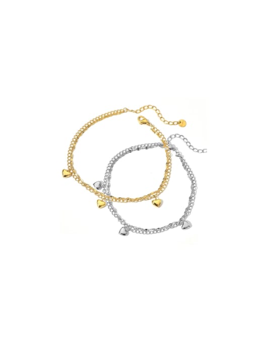 Clioro Stainless steel Heart Dainty  Anklet 0