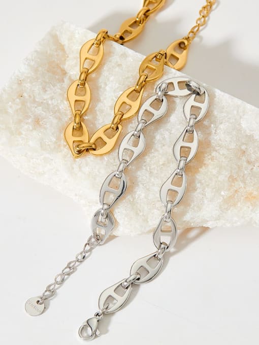 Clioro Stainless steel Geometric Chain Minimalist Link Bracelet 1