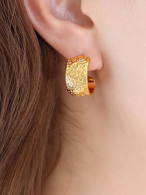 F727 Gold Earrings Brass Geometric Vintage Stud Earring