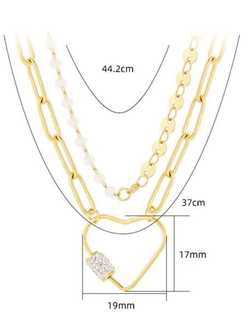 YAYACH Stainless steel Cubic Zirconia Heart Vintage Multi Strand Necklace 2