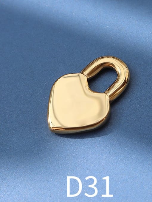 D31 golden peach heart lock Titanium 316L Stainless Steel Cute  Lock Heart Pendant with e-coated waterproof