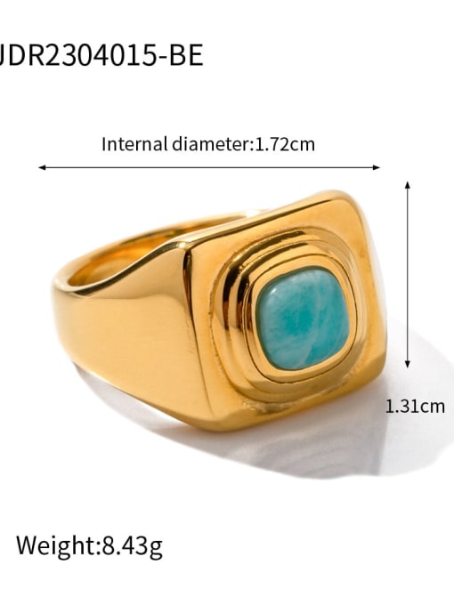 JDR2304015 BE Stainless steel Natural Stone Geometric Trend Band Ring