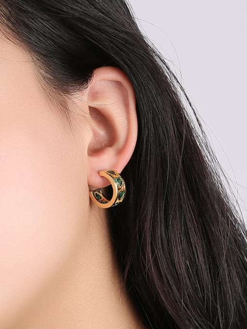 Clioro Brass Cubic Zirconia Geometric Minimalist Stud Earring 1