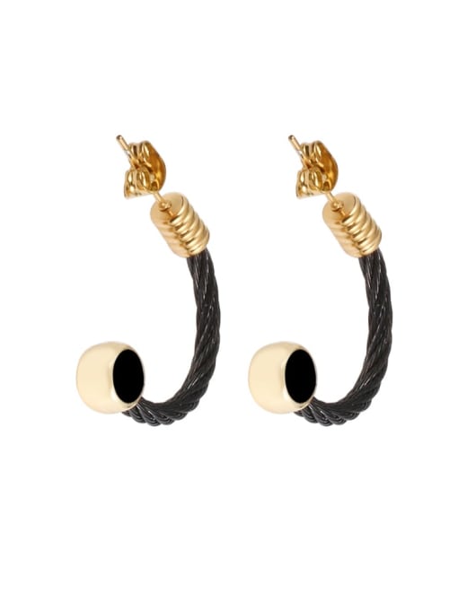 Black round earrings in black Stainless steel Vintage Bear Enamel Ring Earring And Bracelet Set