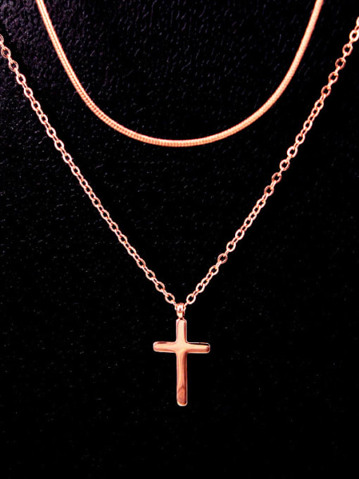 K.Love Titanium cross  Minimalist Multi Strand Necklace 1