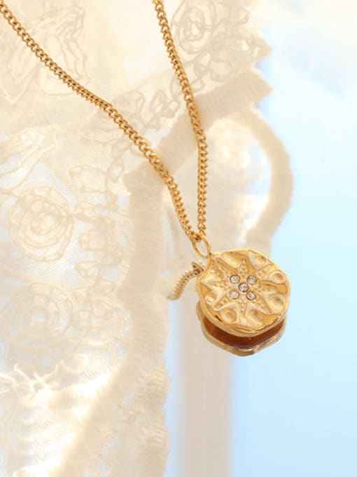 P524 gold necklace 40 +5cm Titanium Steel Rhinestone Geometric Vintage Necklace