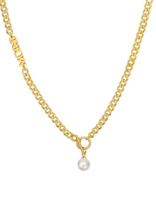Ot buckle pearl necklace 40 +5cm Titanium Steel Imitation Pearl Star Minimalist Necklace