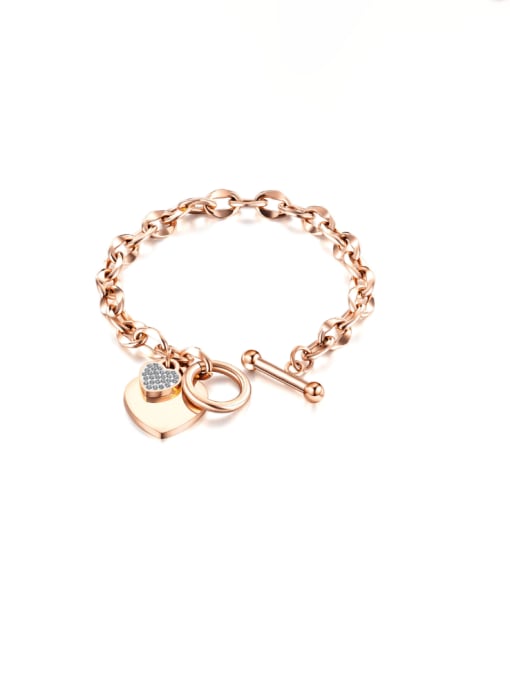 K.Love Titanium Steel Imitation Pearl Heart Minimalist Link Bracelet 1