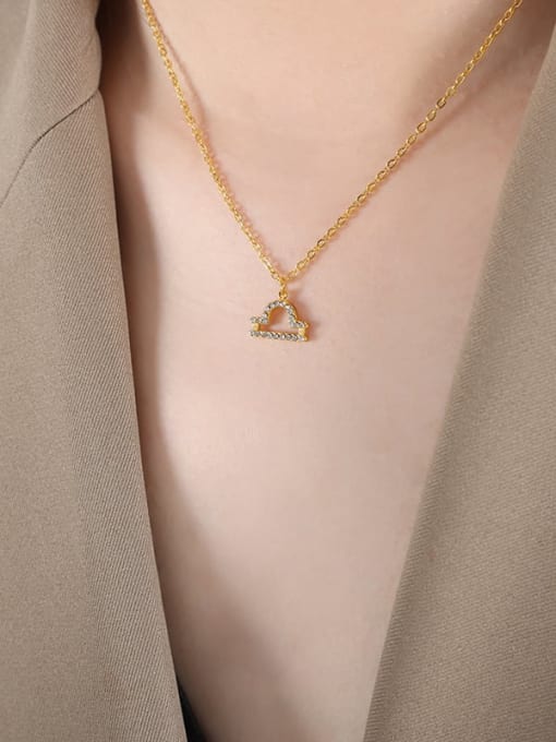 P1527 Libra Gold Necklace  40+ 5cm Titanium Steel Cubic Zirconia Constellation Cute Necklace