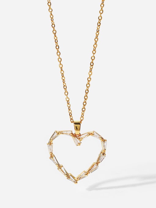 JDN20834 Stainless steel Cubic Zirconia Heart Minimalist Necklace