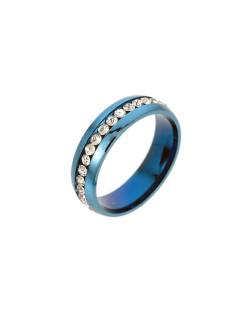 blue Stainless steel Rhinestone Geometric Minimalist Band Ring
