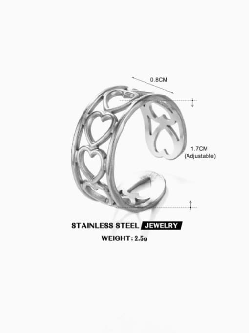 J$L  Steel Jewelry Stainless steel Hollow  Heart Hip Hop Band Ring 2