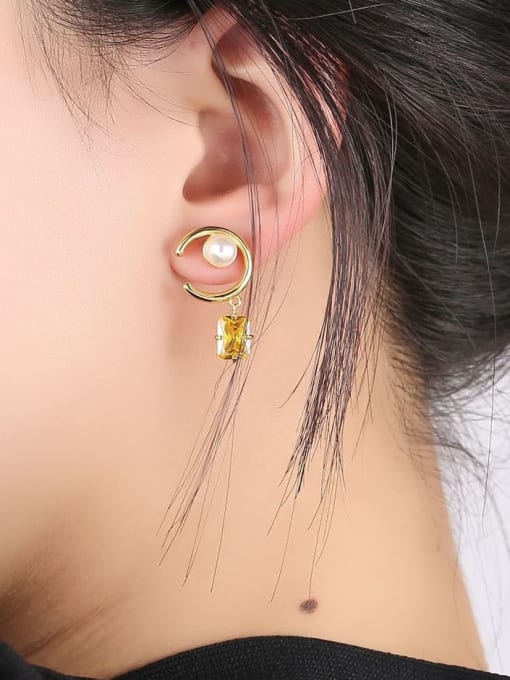 Clioro Brass Asymmetrical Geometric Tassel Minimalist Drop Earring 1