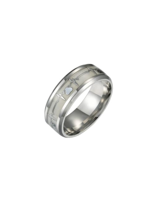 SM-Men's Jewelry Stainless steel Enamel Heart Hip Hop  Noctilucent Men's Ring 3