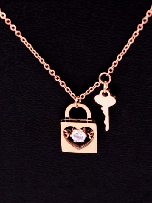 K.Love Titanium Cubic Zirconia Key Dainty Necklace 3