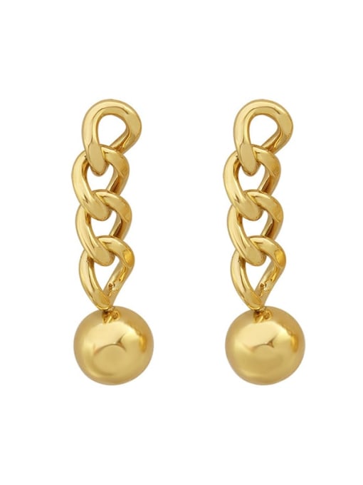 Gold chain steel ball earrings Titanium Steel Hollow  Geometric Chain Hip Hop Drop Earring
