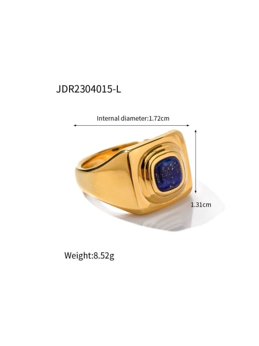 J&D Stainless steel Natural Stone Geometric Trend Band Ring 1