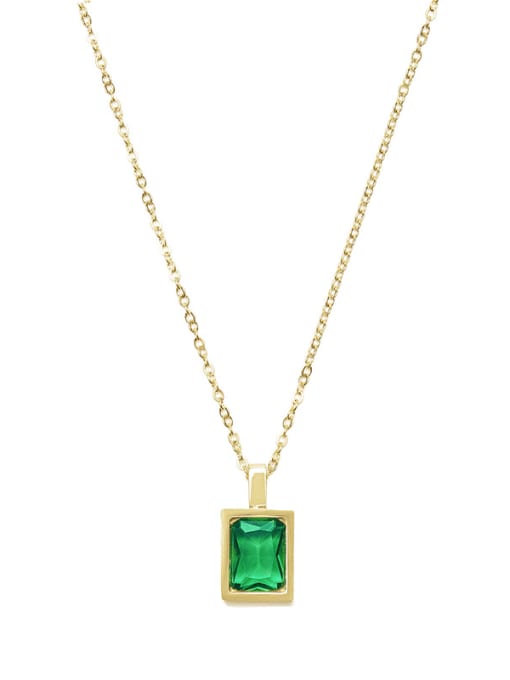 Green Light luxury compact French square color zirconium necklace