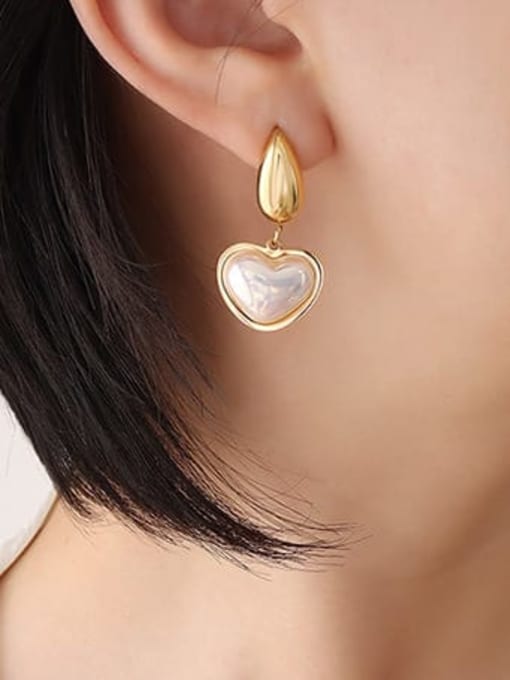 MAKA Titanium Steel Shell Heart Minimalist Drop Earring 1