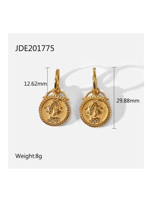 JDE201775 Stainless steel Medallion Vintage Huggie Earring