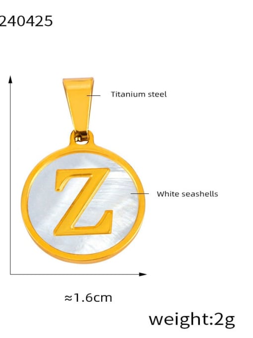 D77 Gold Letter Z Pendant Titanium Steel Shell Minimalist Letter  Pendant