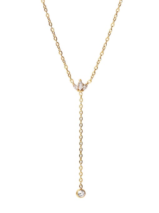 J&D Stainless steel Cubic Zirconia Geometric Dainty Lariat Necklace 0